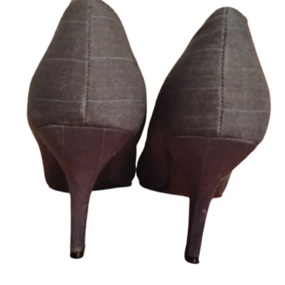 Rampage Gray Pinstripe Pointed Toe Heels Pumps Office Career Size 9 - Picture 7 of 9